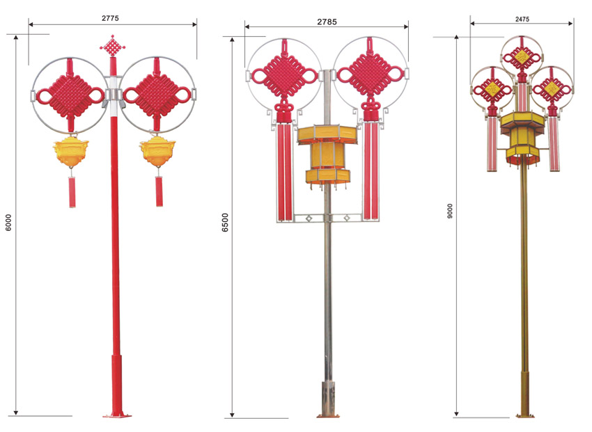 6米、9米高立桿中國(guó)結(jié)燈宮燈尺寸圖